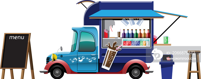 Cartoon food truck vehicle - Soft drink store