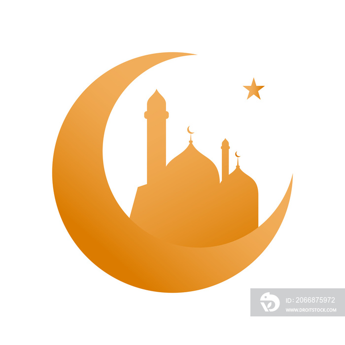 illustration of islamic mosque with moon and star decoration