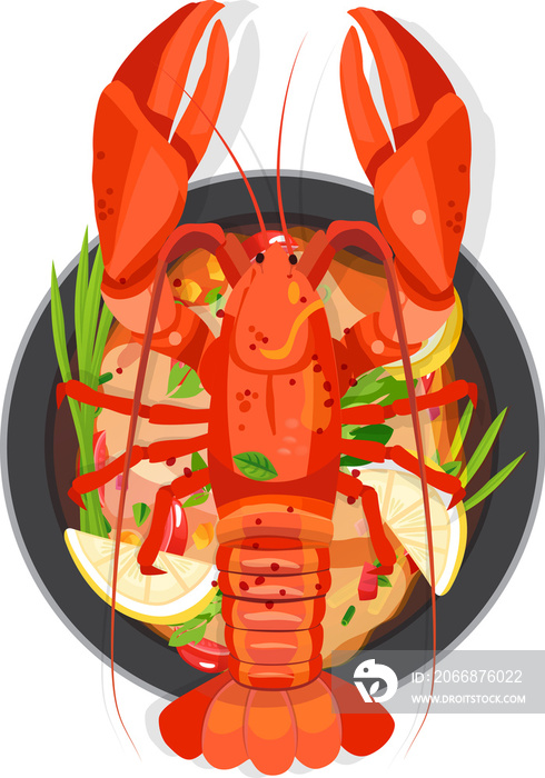 Boiled lobster salad, Cartoon  seafood