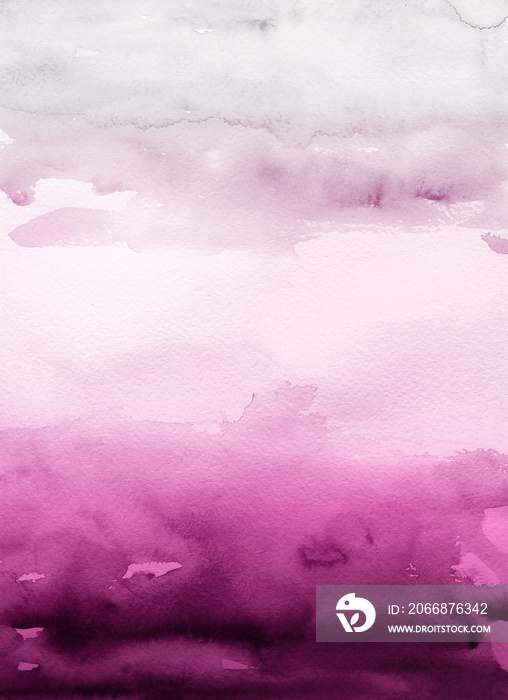 Pink ink and watercolor texture on white paper background. Paint leaks and ombre effects. Hand painted abstract image.