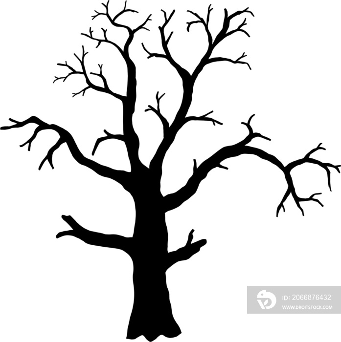 simplicity halloween dead tree freehand drawing silhouette flat design.