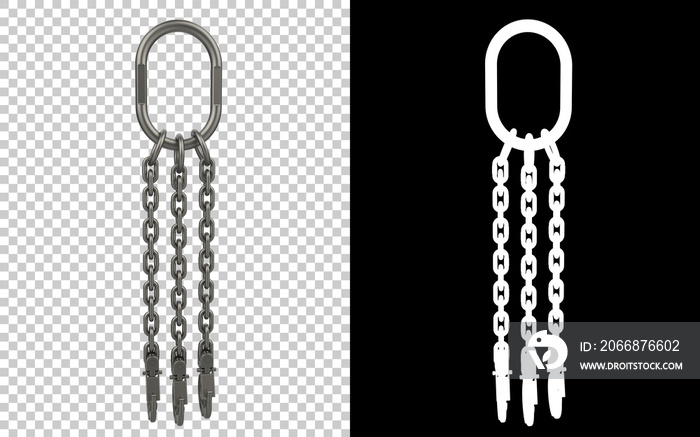 Crane hook close-up scene isolated on background with mask. Ideal for large publications or printing. 3d rendering - illustration