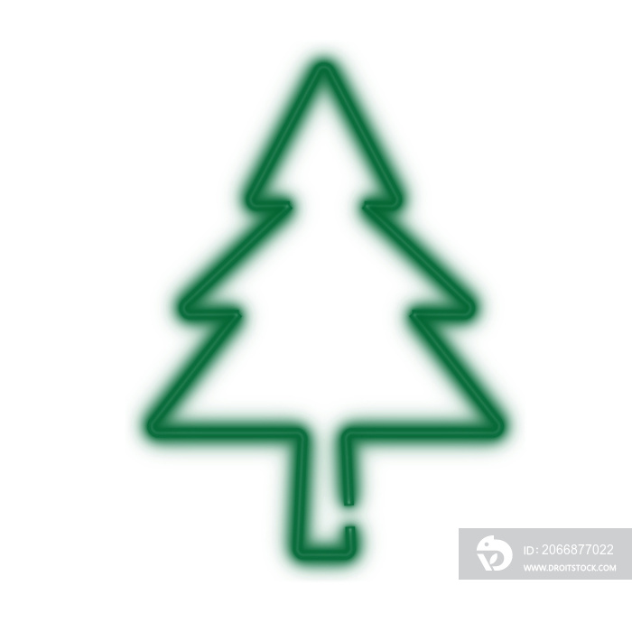 green christmas tree neon with transparent background for decorate your presentation