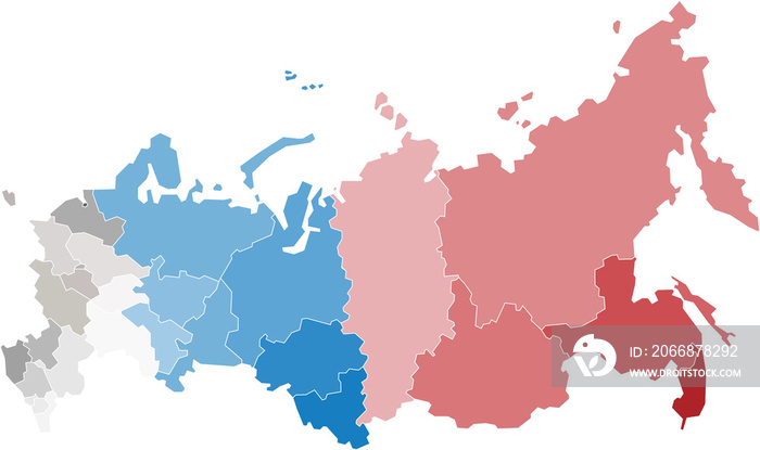 Russia political map divide by state