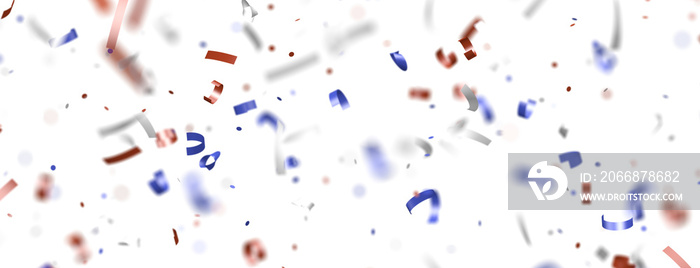 Confetti - American national colors. USA Presidents Day, American Labor day, Memorial Day, US election concept.