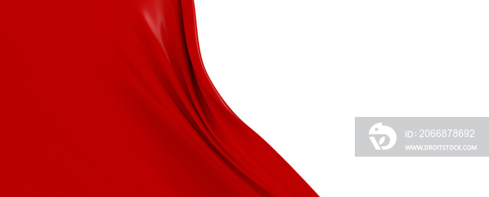 silk fabric on white background.vector red silk.red curtain.