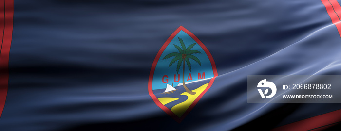 Guam national flag waving texture background. 3d illustration