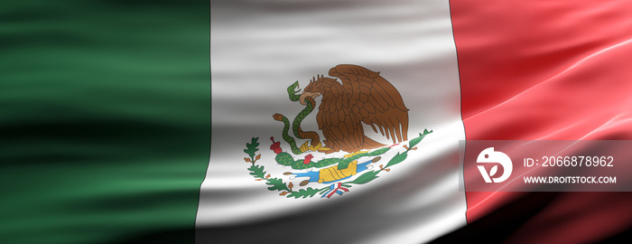 Mexico national flag waving texture background. 3d illustration