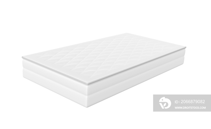 white mattress for comfort sleep isolated. 3d render illustration