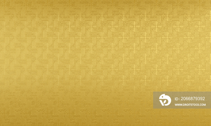 3D render : embossed abstract pattern engraved on gold surface