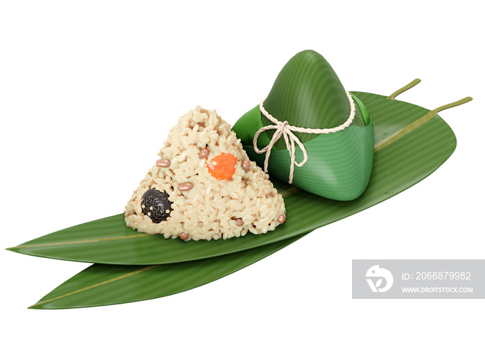 3D rendering of Zongzi, a traditional snack for the Dragon Boat Festival
