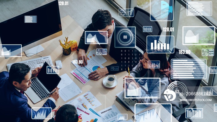 Creative visual of business data analyzing technology . Concept of digital data for marketing analysis and investment decision making .