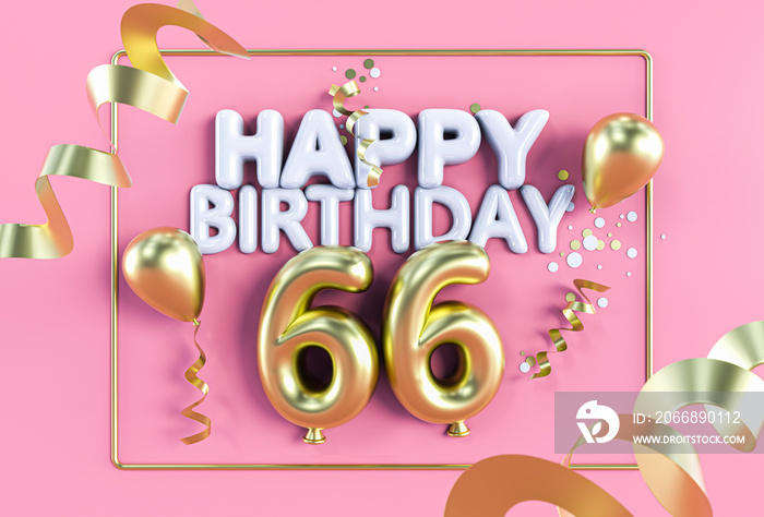 Happy Birthday 66 in Gold auf Rosa