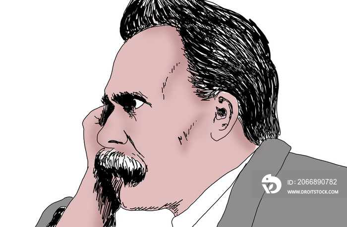 Realistic illustration of the German philosopher Friedrich Nietzsche