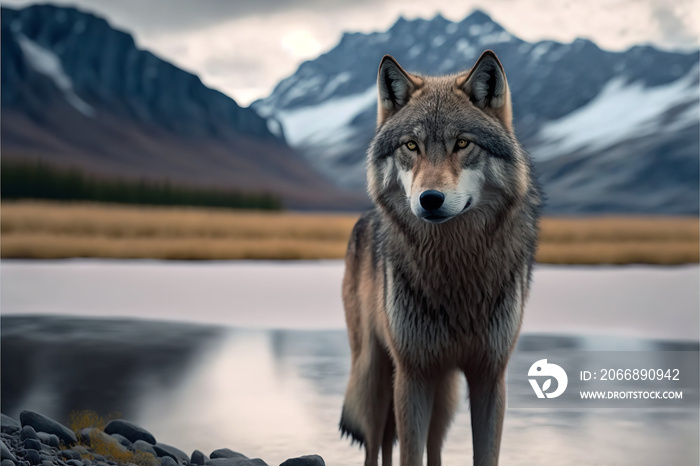 alaskan mountains wolf