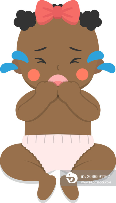 Crying kid, comic cartoon vector character