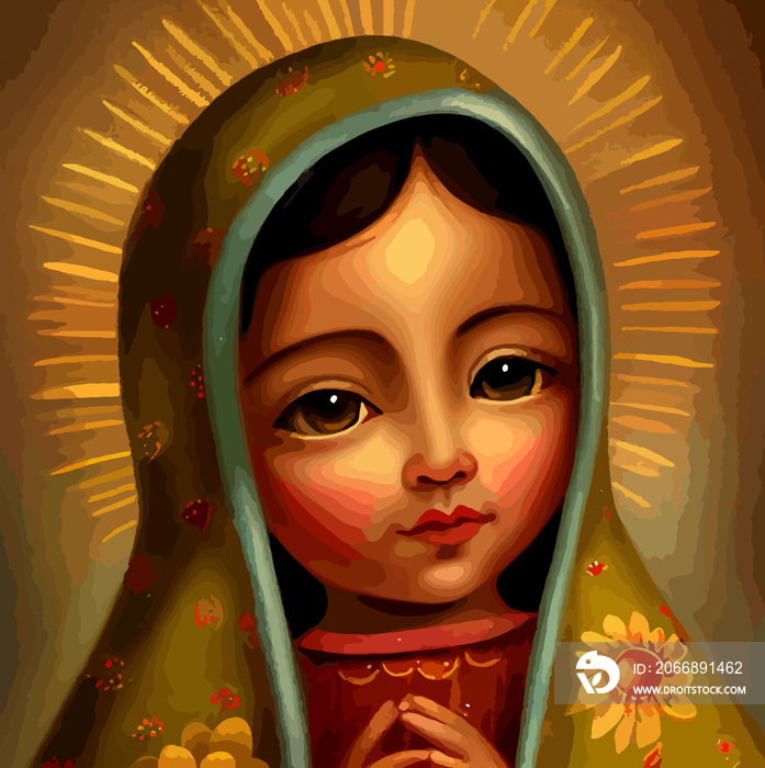 cute illustration of the virgin of guadalupe