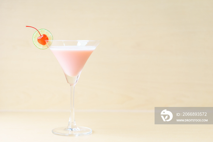 Classic pink lady cocktail