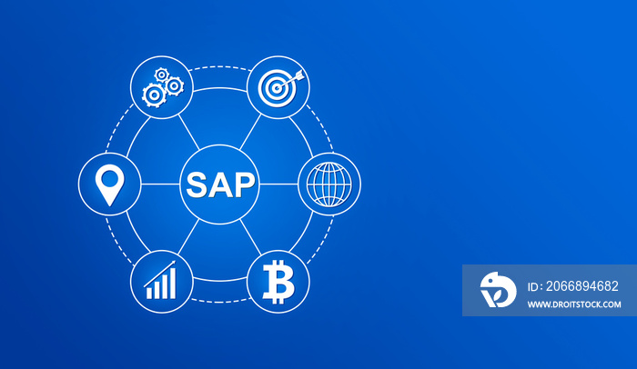 Internet, business, Technology and network concept. SAP System Software Automation concept on virtual screen data center.