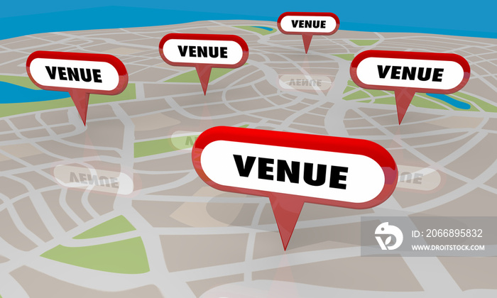 Venue Best Spots Comparisons Map Pins Locations 3d Illustration