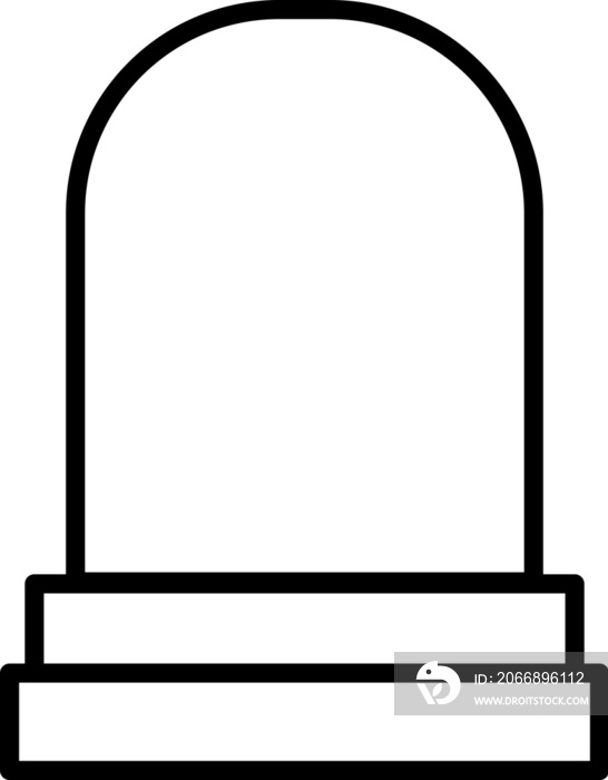 Icon illustration of Tombstone, gravestone, headstone outline on transparent  background.