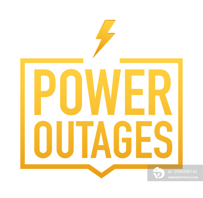 Power outages. Badge, icon, stamp, logo. Vector stock illustration.