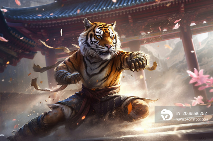 Cartoon image: A tiger who knows kung fu