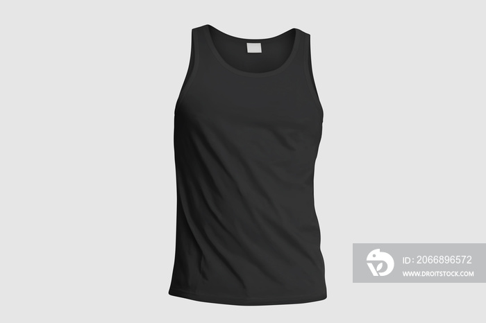 3d illustrator mans blank tank singlet. Male shirt without sleeves. T-shirt front of mock up