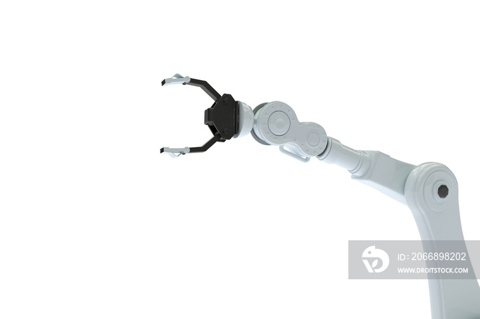 Digital image of metallic claw of robotic hand