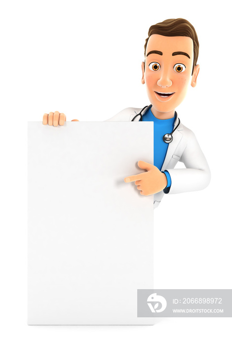 3d doctor pointing to vertical board