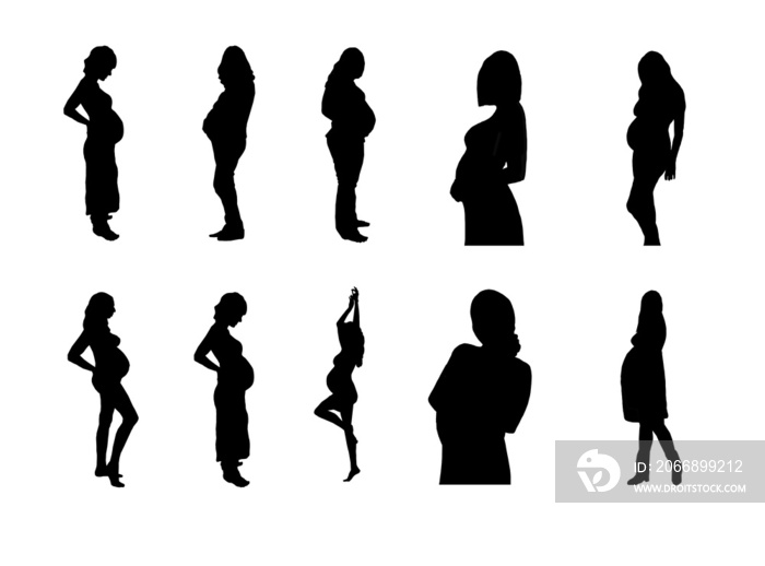 Collection of pregnant women vector graphics