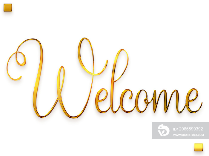 Welcome Text Gold Cursive Calligraphy Text