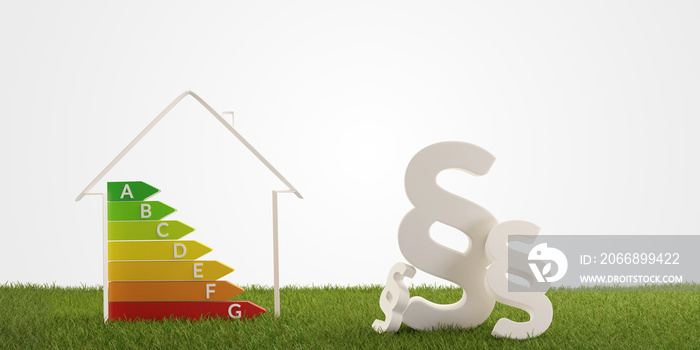 3d-illustration paragraph symbol house energy efficiency