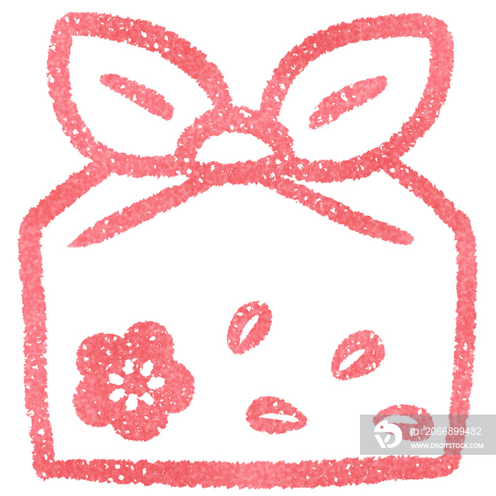 Furoshiki gift wrapping illustration in rubber stamp design