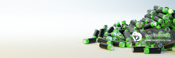 Alkaline battery, environment, energy and nature concepts. Original 3d rendering illustration.