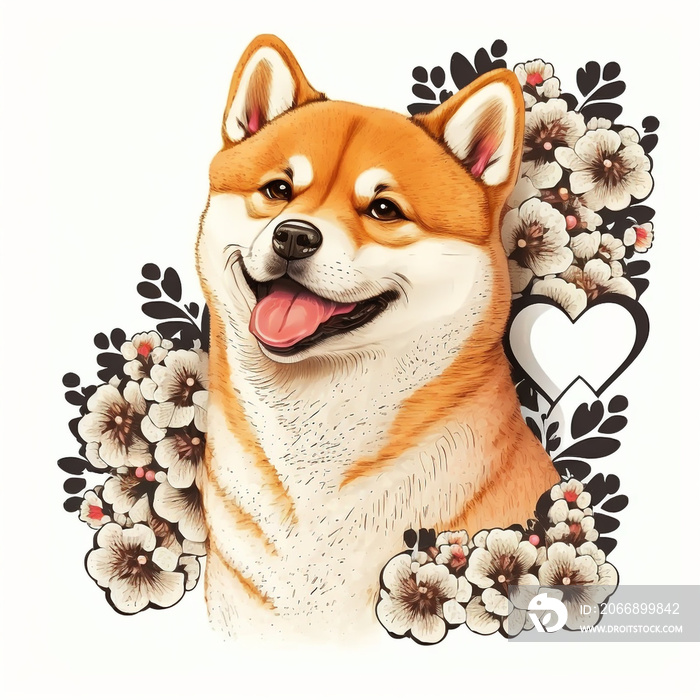 Cute Smiling Cartoon Shiba Inu