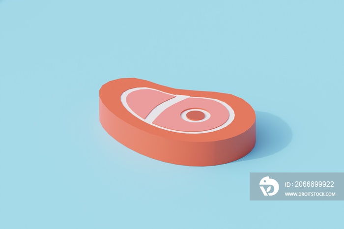 meat or beef single isolated object. 3d render illustration