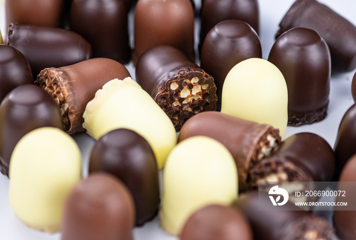 Chocolate Marshmallows (close up shot; selective focus)