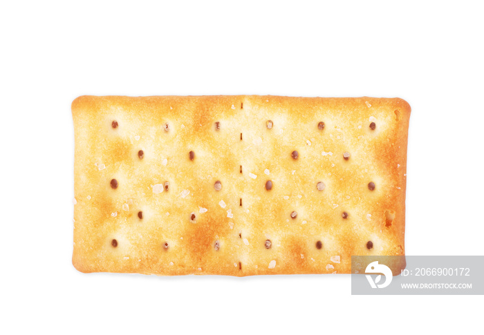 Close up healthy whole wheat cracker on white background , top view or overhead shot