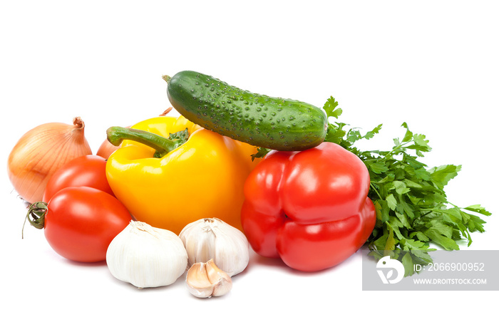 Set fresh vegetables isolated on white background