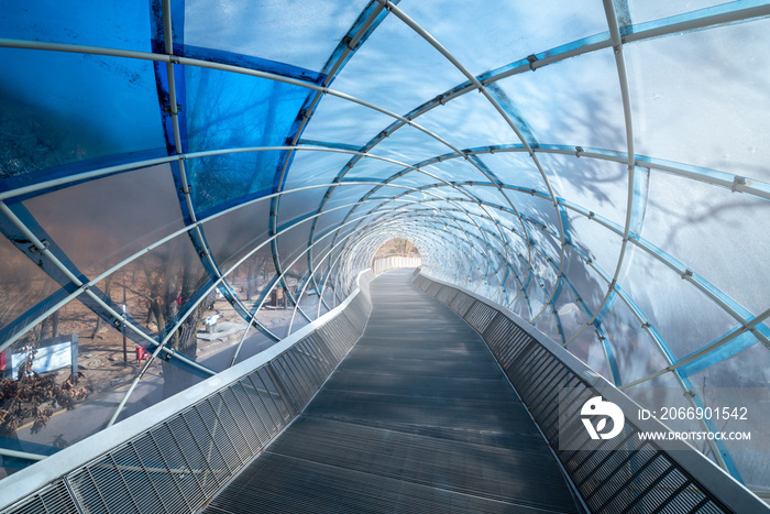 Walkway architecture at daytime in Anyang art public park, South Korea.