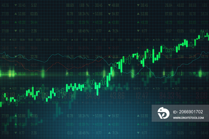 Trading and growth concept with graphs going up at forex chart background.