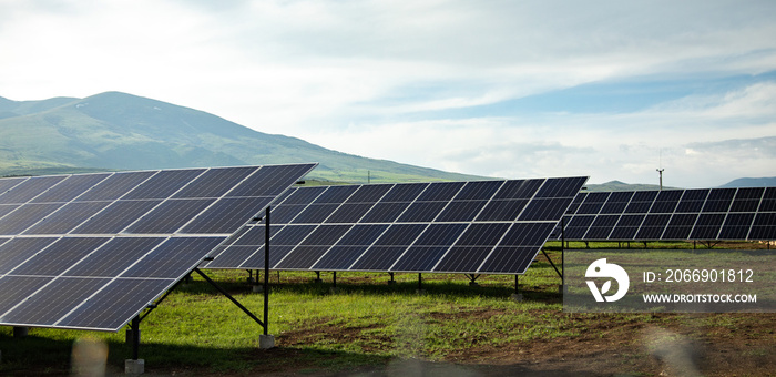 Solar panels with blue sky