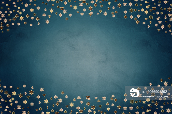 dark blue cement wallpaper texture with shiny golden star background