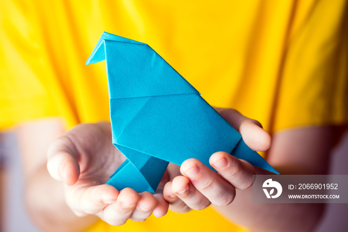 origami bird made of colored paper