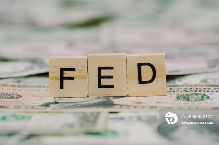 the word  FED  written in wooden block letters