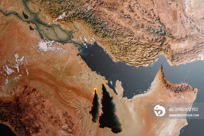 Aerial view of the Saudi Arabia Oil Crisis