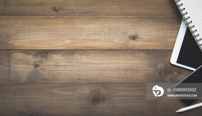 Table top view of wood texture over white light natural color background.