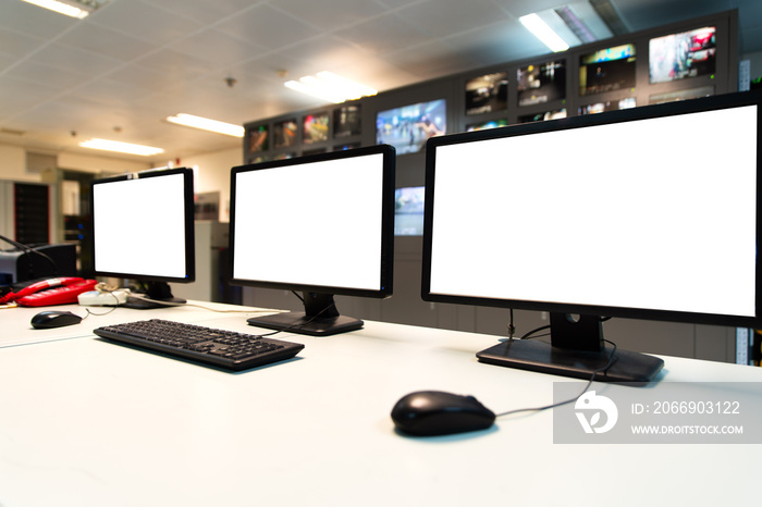 Modern plant control room and computer monitors