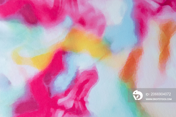 Blurred defocus shot of colorful dye fabric texture with abstract color patter paint. Ideal for background or wallpaper.